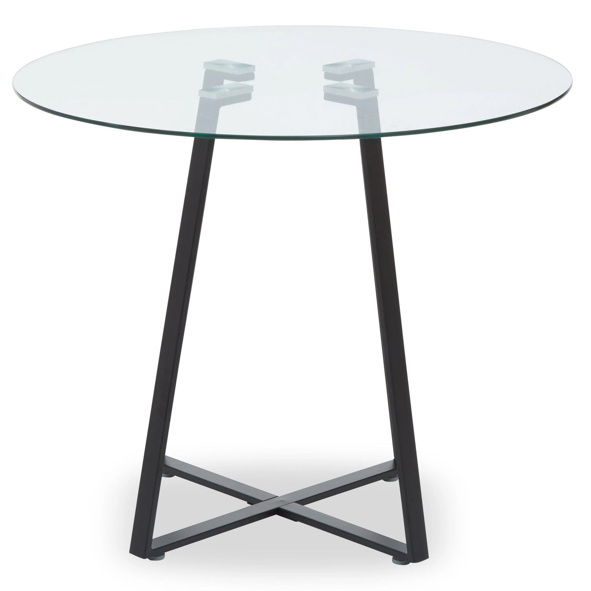 Halifax Round Glass Dining Table with Black Legs