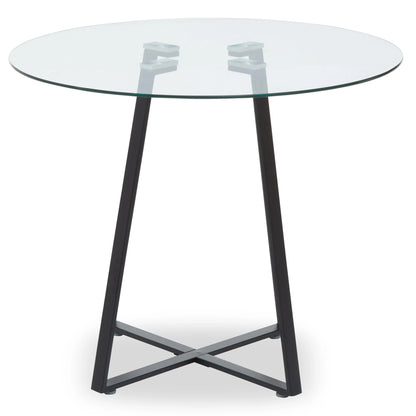 Halifax Round Glass Dining Table with Black Legs