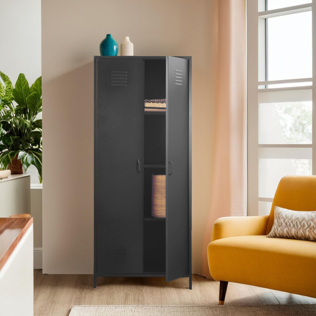 Granada Black Two Door Locker Style Wardrobe