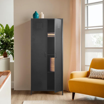 Granada Black Two Door Locker Style Wardrobe