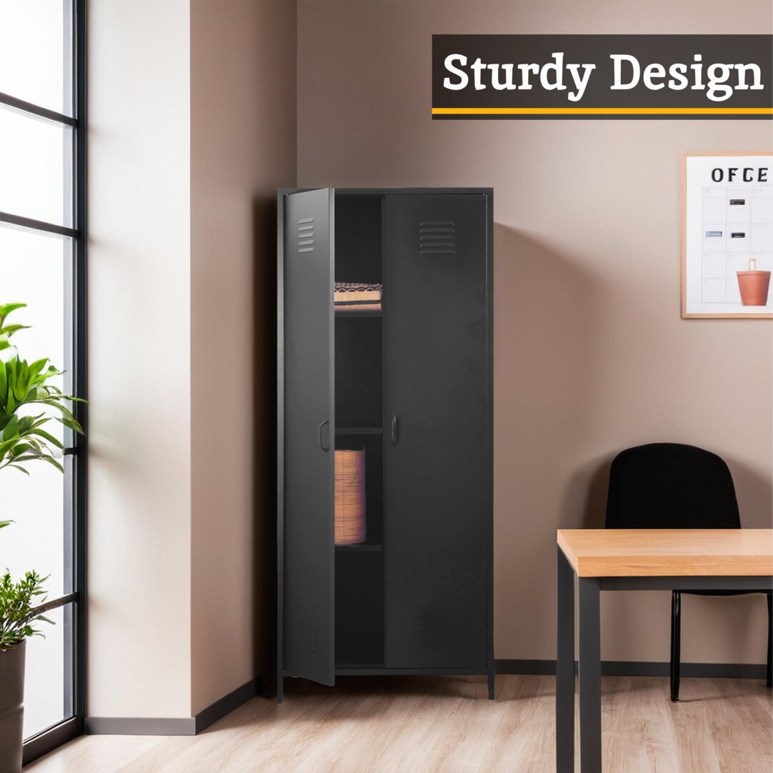 Granada Black Two Door Locker Style Wardrobe