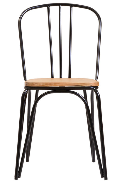 Madison Dining Chair Elm Wood Seat With Black Finish Metal Frame