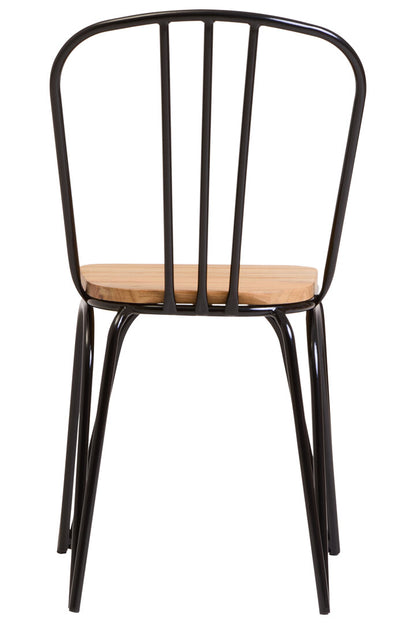 Madison Dining Chair Elm Wood Seat With Black Finish Metal Frame