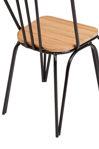 Madison Dining Chair Elm Wood Seat With Black Finish Metal Frame