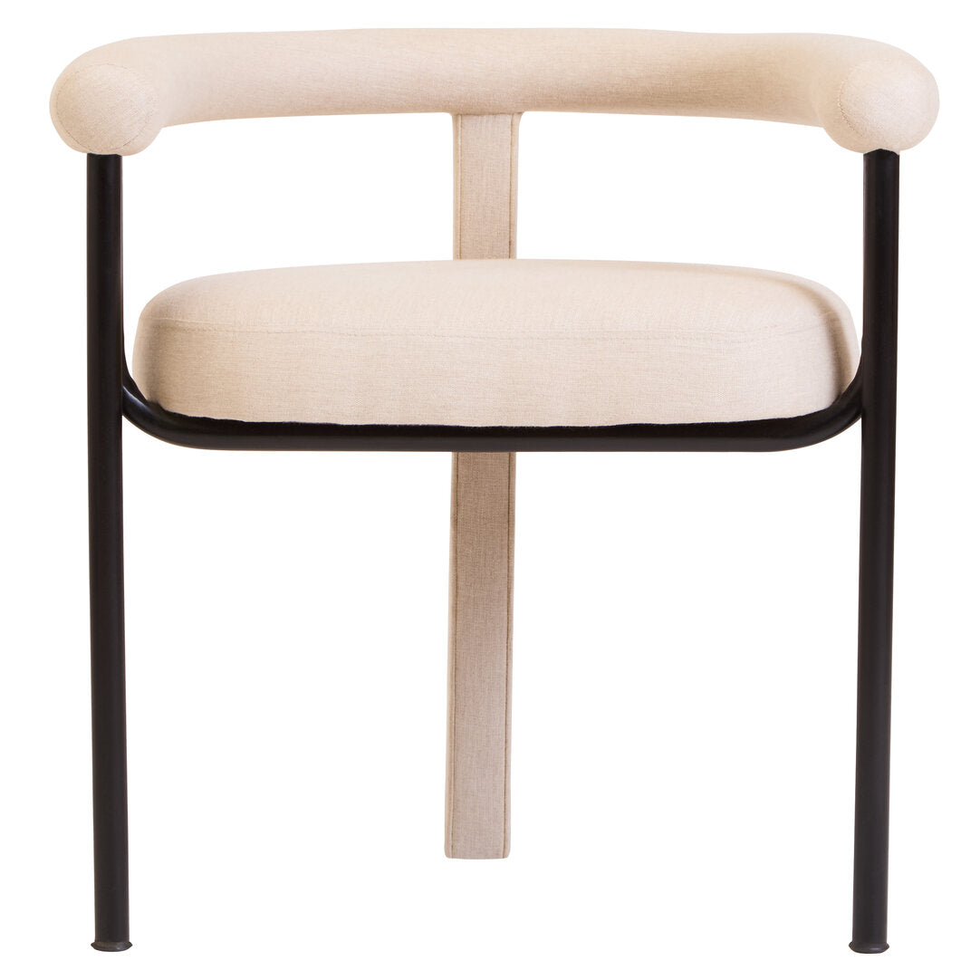 Balmoral Cream Texture Linen Dining Chair with Black Metal Frame