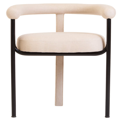Balmoral Cream Texture Linen Dining Chair with Black Metal Frame