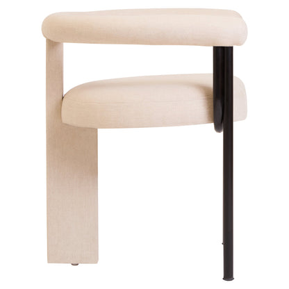 Balmoral Cream Texture Linen Dining Chair with Black Metal Frame