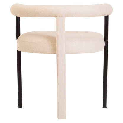 Balmoral Cream Texture Linen Dining Chair with Black Metal Frame