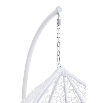 Bristol White Rattan Effect Hanging Chair with Grey Cushions