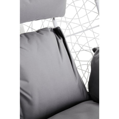 Bristol White Rattan Effect Hanging Chair with Grey Cushions