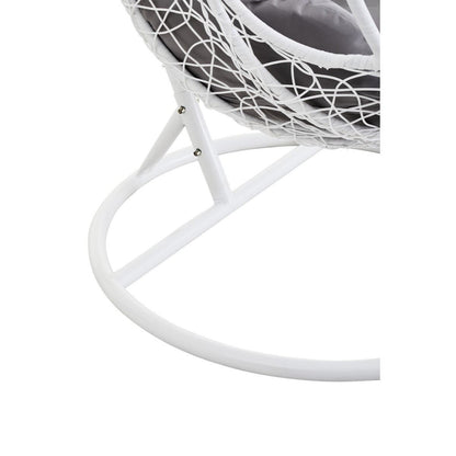 Bristol White Rattan Effect Hanging Chair with Grey Cushions