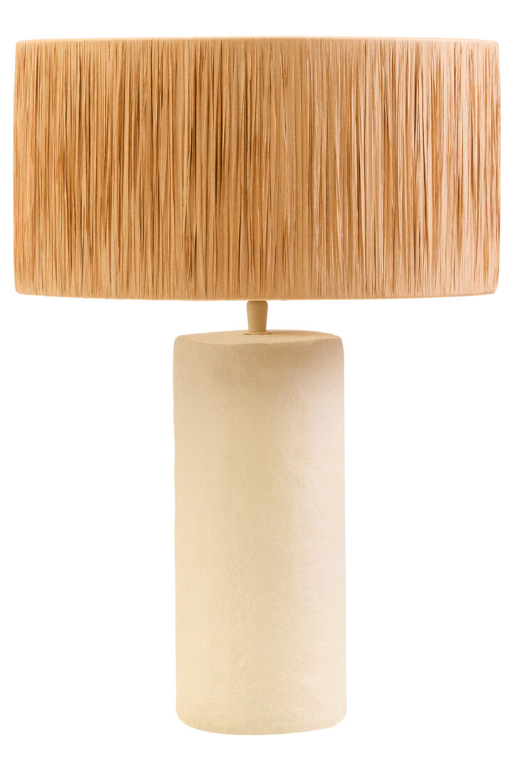 Turin Natural Papier Mache Table Lamp With Natural Raffia Shade