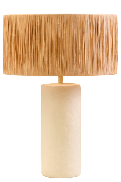 Turin Natural Papier Mache Table Lamp With Natural Raffia Shade