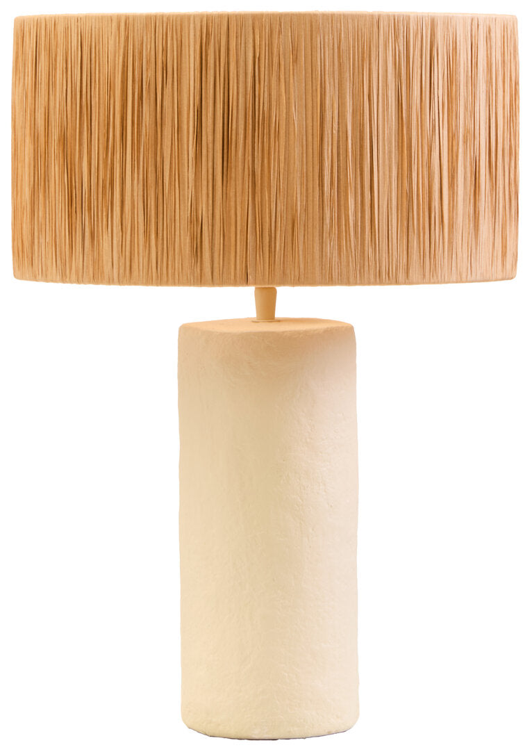 Turin Natural Papier Mache Table Lamp With Natural Raffia Shade