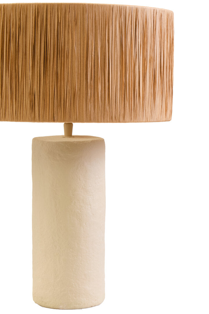 Turin Natural Papier Mache Table Lamp With Natural Raffia Shade