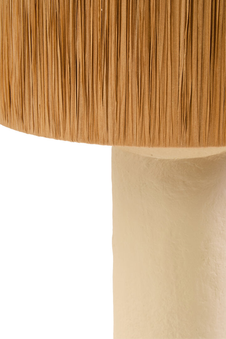 Turin Natural Papier Mache Table Lamp With Natural Raffia Shade
