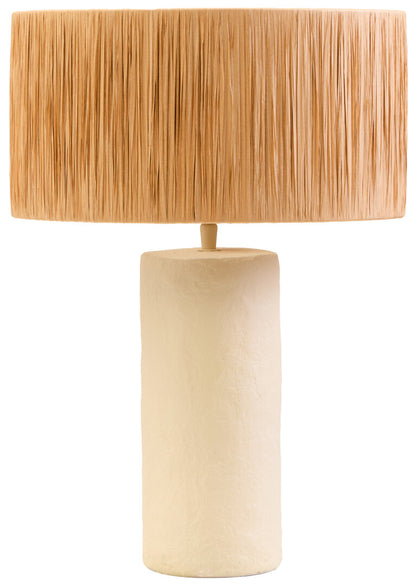 Turin Natural Papier Mache Table Lamp With Natural Raffia Shade