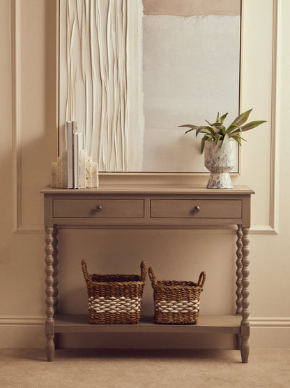Savoy Two Drawer Bobble Detail Wooden Console Table 