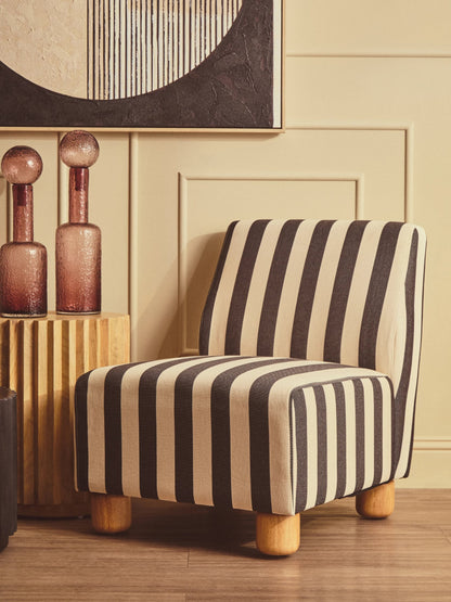 Barnstaple Black and White Stripe Armless Chair