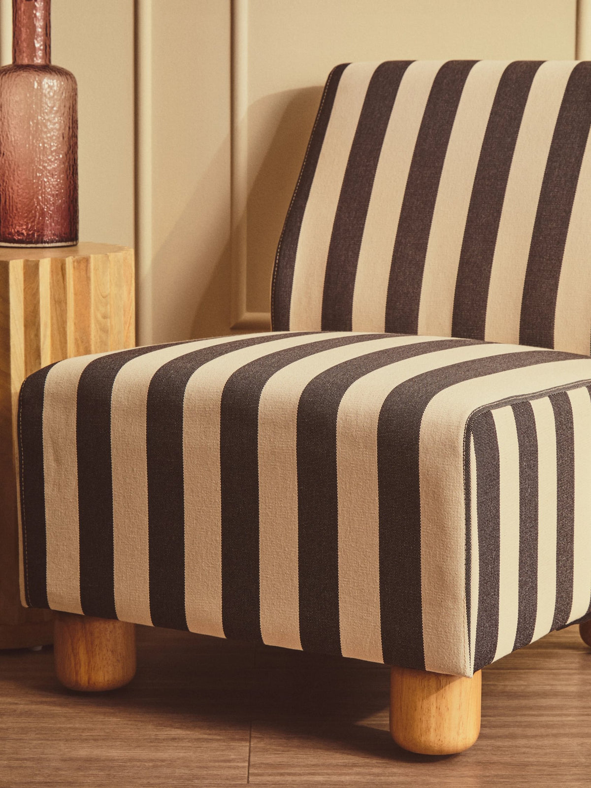 Barnstaple Black and White Stripe Armless Chair