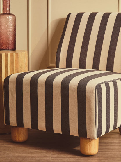 Barnstaple Black and White Stripe Armless Chair