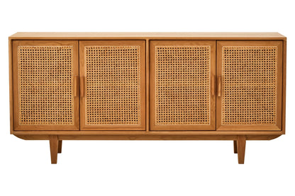 Cannes Rattan and Oak Wood 4 Door Sideboard