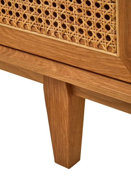 Cannes Rattan and Oak Wood 4 Door Sideboard