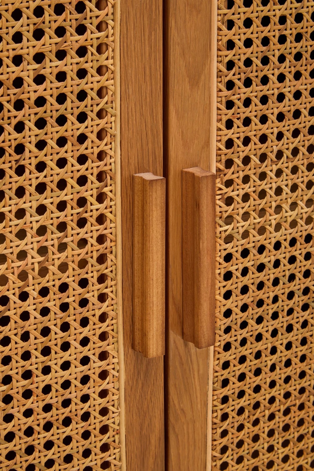 Cannes Rattan and Oak Wood 4 Door Sideboard