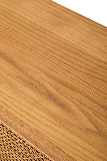 Cannes Rattan and Oak Wood 4 Door Sideboard