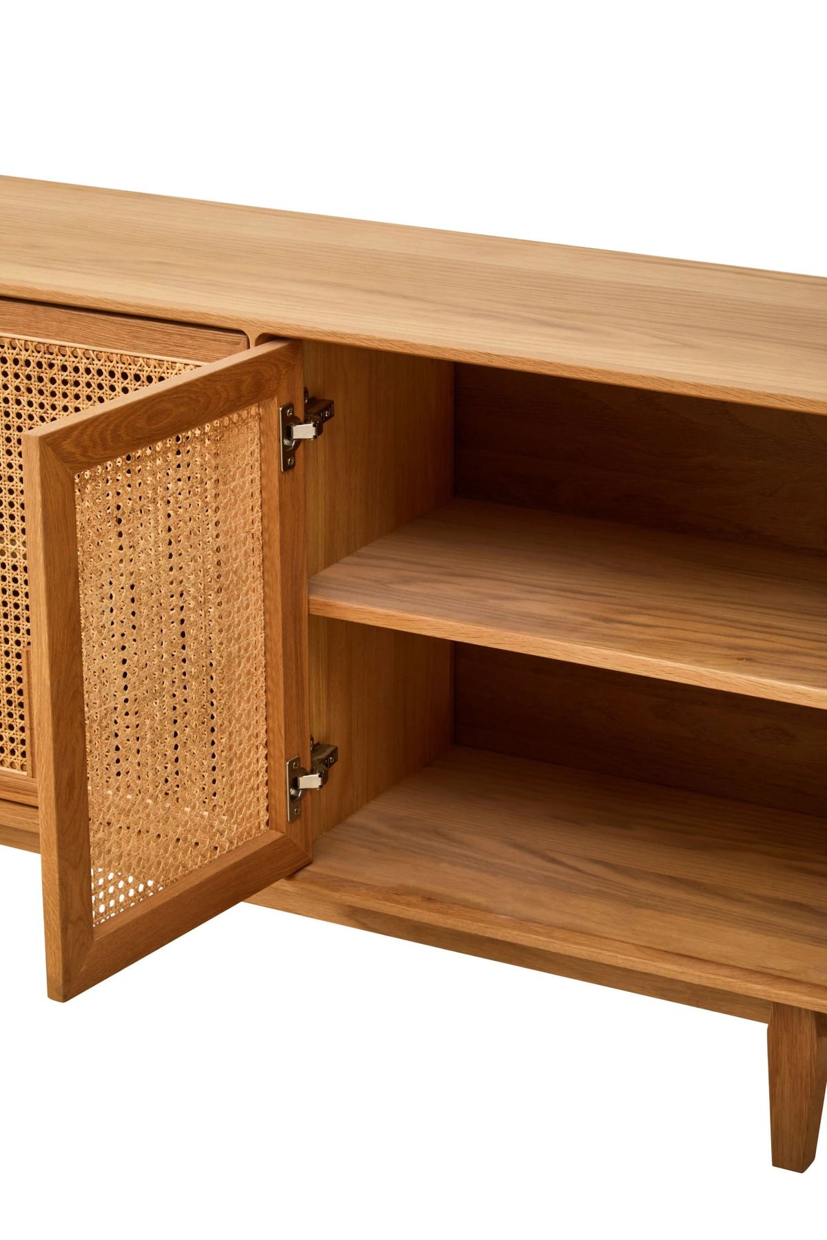 Cannes Rattan and Oak Wood 4 Door Sideboard