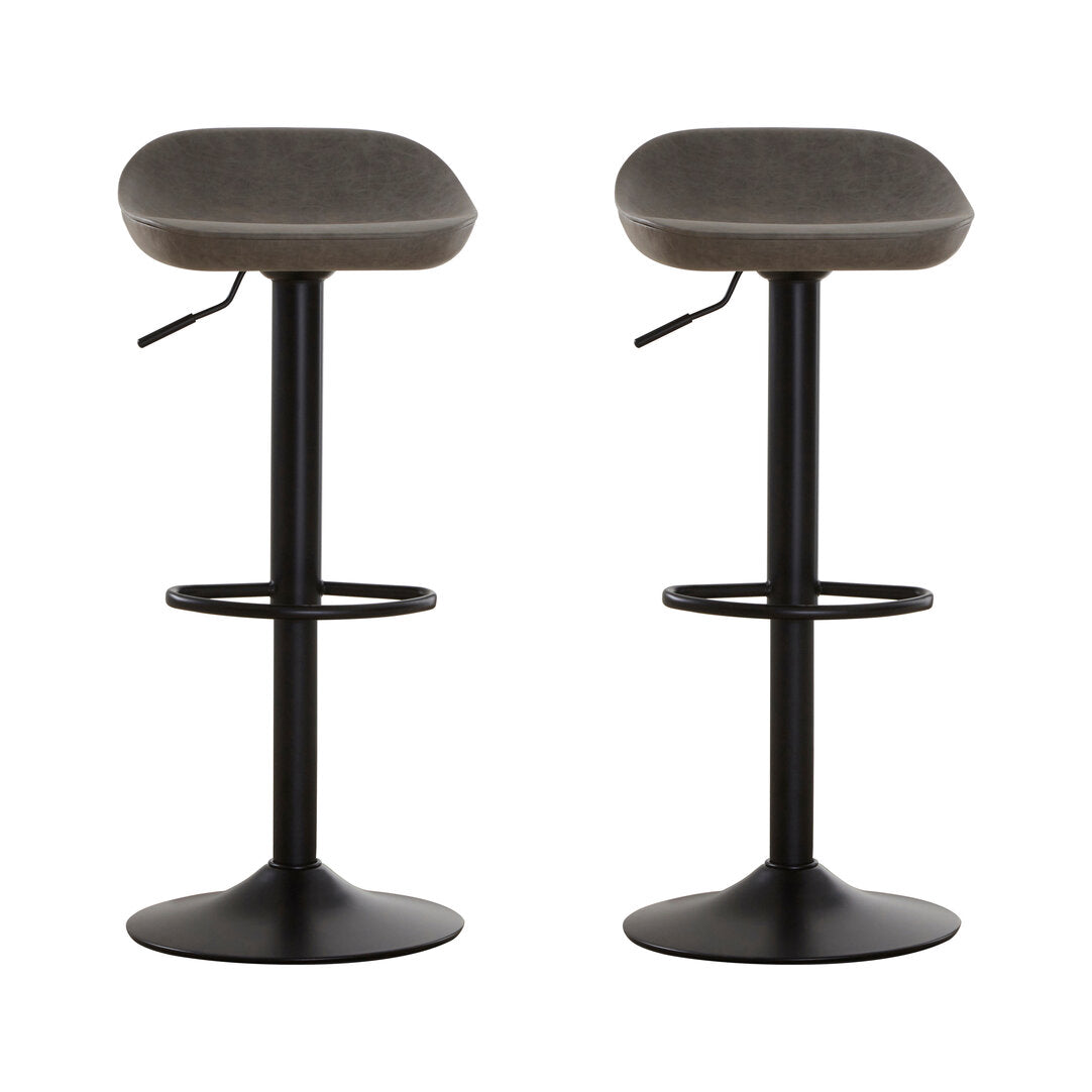 Devon Set Of Two Ash Faux Leather Bar Stools