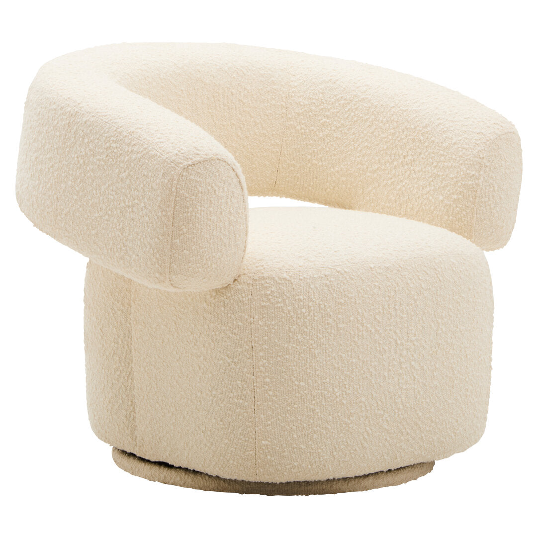 Madison Ivory Boucle Curved Revolving Armchair
