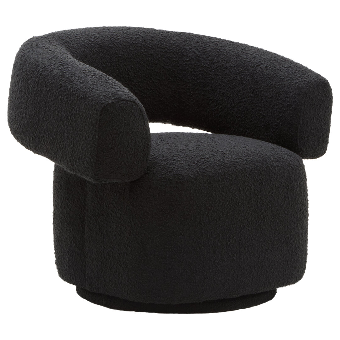 Madison Black Boucle Curved Revolving Armchair