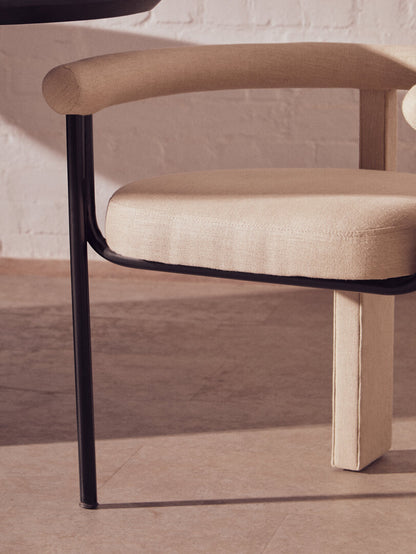 Balmoral Cream Texture Linen Dining Chair with Black Metal Frame