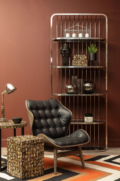 Harrogate Black Leather Effect Chair with Button Detail