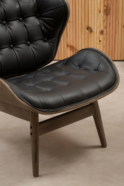 Harrogate Black Leather Effect Chair with Button Detail
