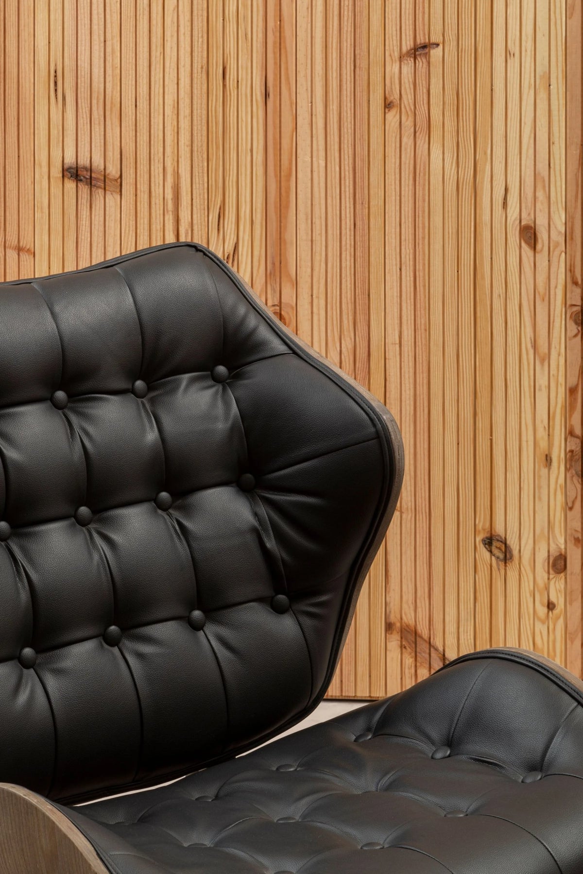 Harrogate Black Leather Effect Chair with Button Detail
