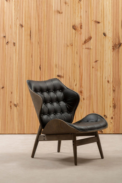 Harrogate Black Leather Effect Chair with Button Detail