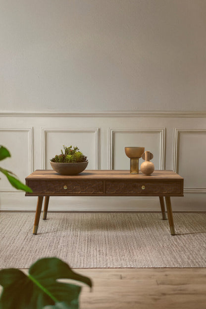 Mayfair Wood Veneer Coffee Table with 2 Drawers
