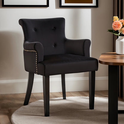 Lisbon Black Velvet Chair With Ring Back