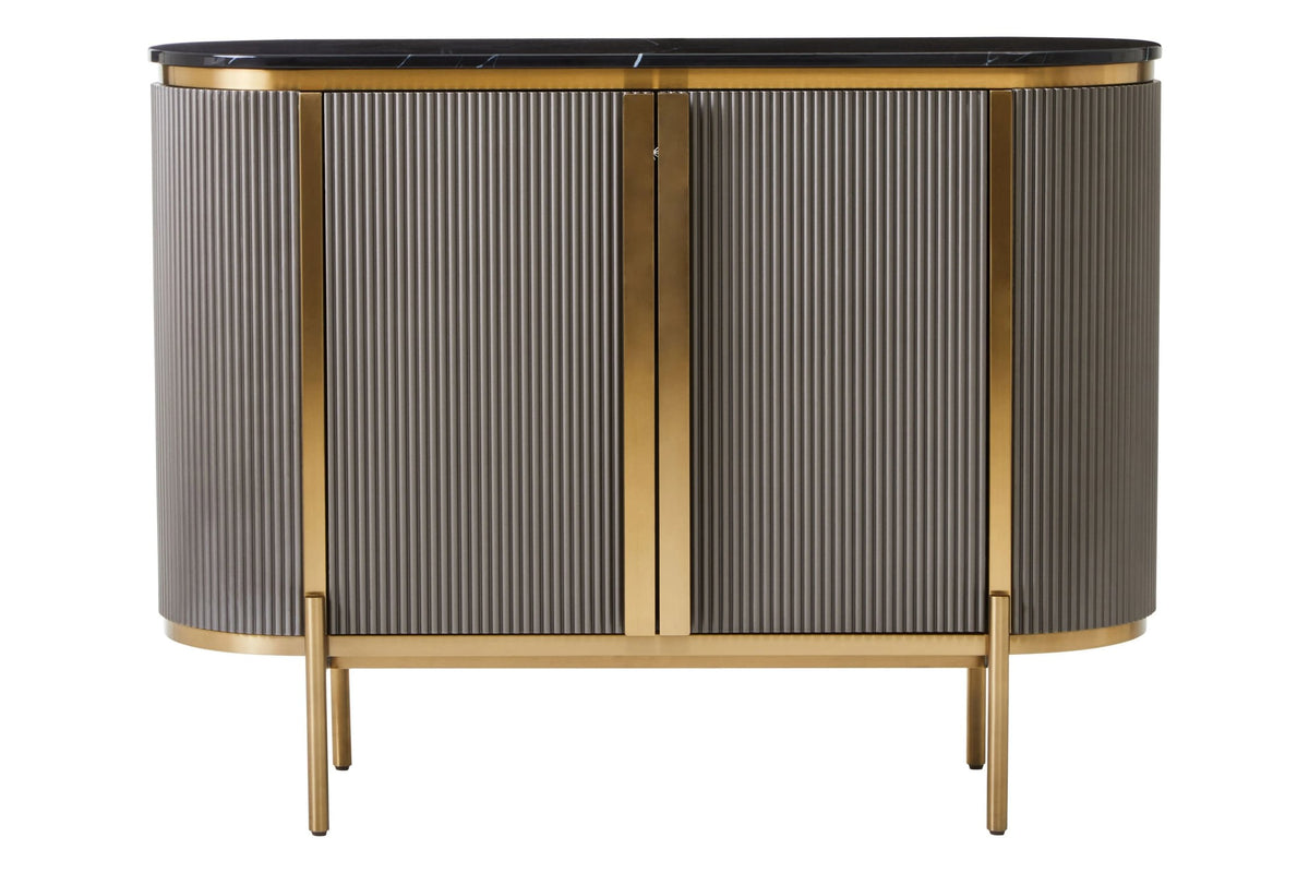 Ingleton Grey Two Door Sideboard with Black Marble Top