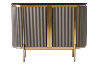 Ingleton Grey Two Door Sideboard with Black Marble Top