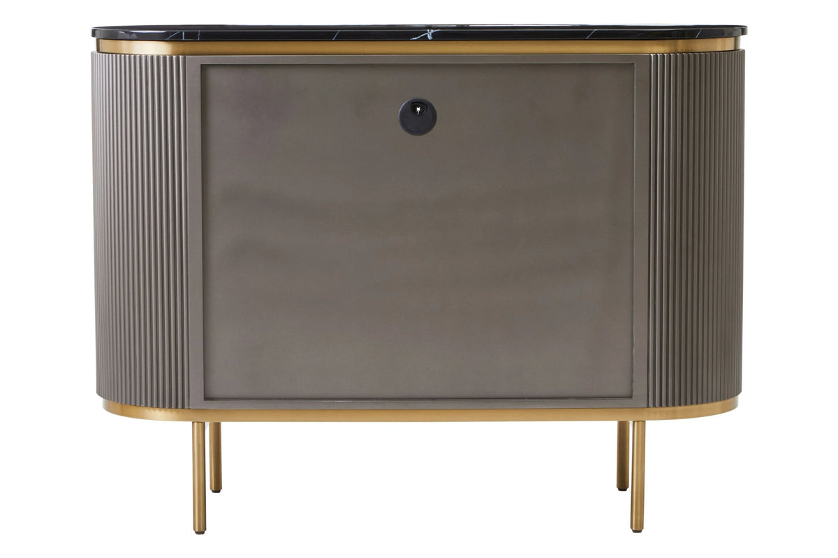 Ingleton Grey Two Door Sideboard with Black Marble Top