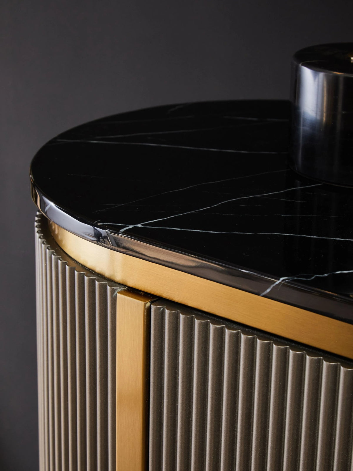 Ingleton Grey Two Door Sideboard with Black Marble Top