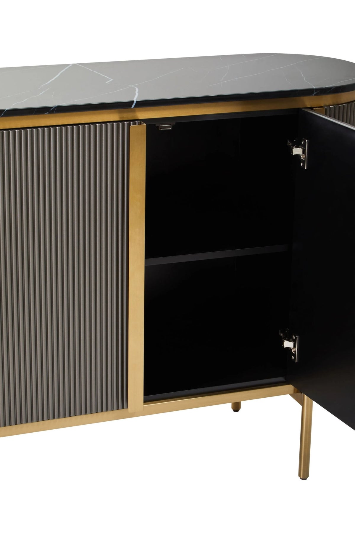 Ingleton Grey Two Door Sideboard with Black Marble Top