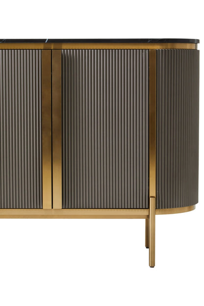 Ingleton Grey Two Door Sideboard with Black Marble Top