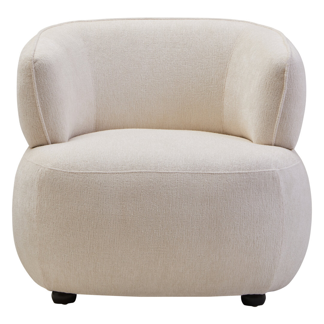 York Ivory Chenille Curved Chair