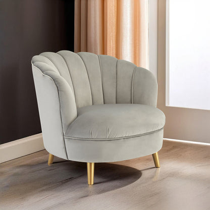 Florence Grey Velvet Chair With Gold Wood Legs