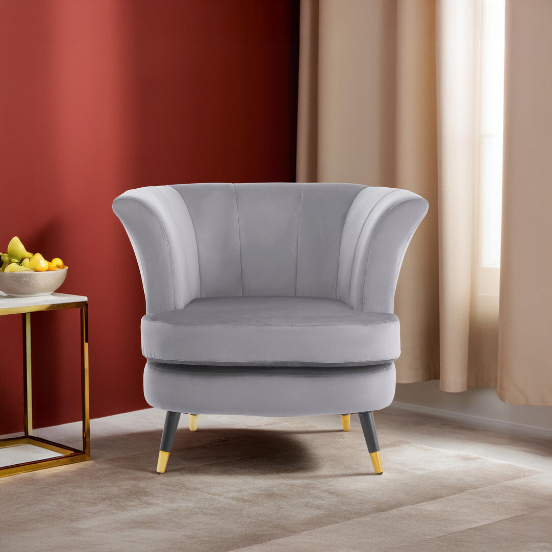 Regent Grey Velvet Curved Accent Chair