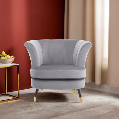 Regent Grey Velvet Curved Accent Chair
